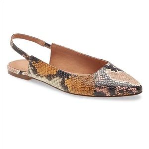MADEWELL Snakeskin Slingback Leather Flat